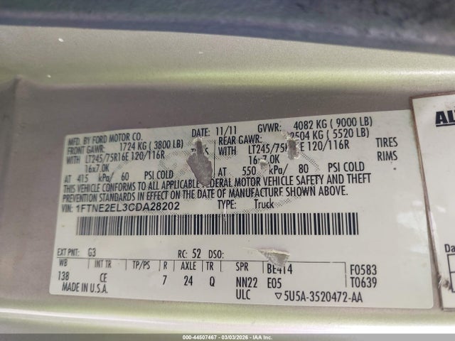 2012 FORD E-250 1FTNE2EL3CDA28202 Photo 8