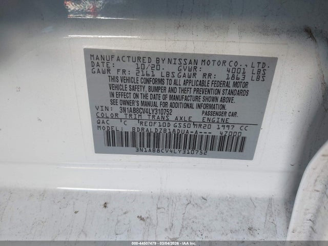 3N1AB8CV4LY310752 Nissan Sentra Sv Xtronic Cvt