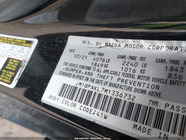 Aukcja sprzedaży 2021 Mazda Mazda3 Select, vin: JM1BPAKL7M1336732, numer aukcji: 44507484