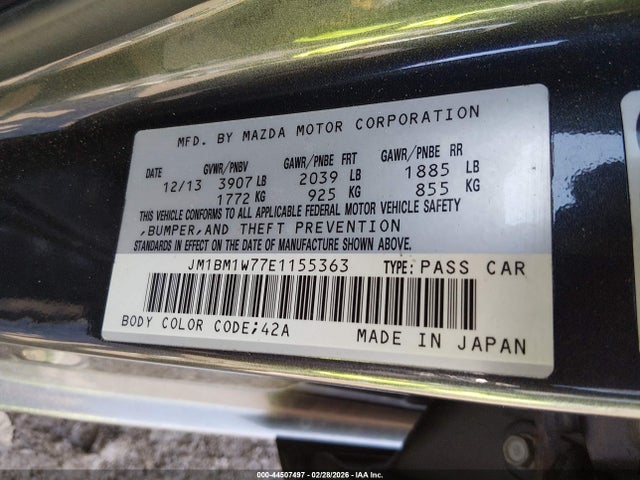 Aukcja sprzedaży 2014 Mazda Mazda3 I Grand Touring, vin: JM1BM1W77E1155363, numer aukcji: 44507497