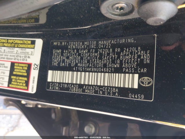 4T1G11AK8NU046821 Toyota CAMRY SE