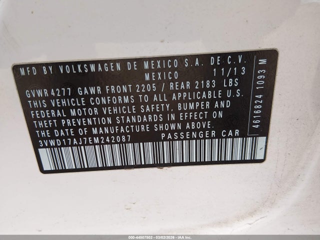 3VWD17AJ7EM242087 Volkswagen Jetta 1.8t Se