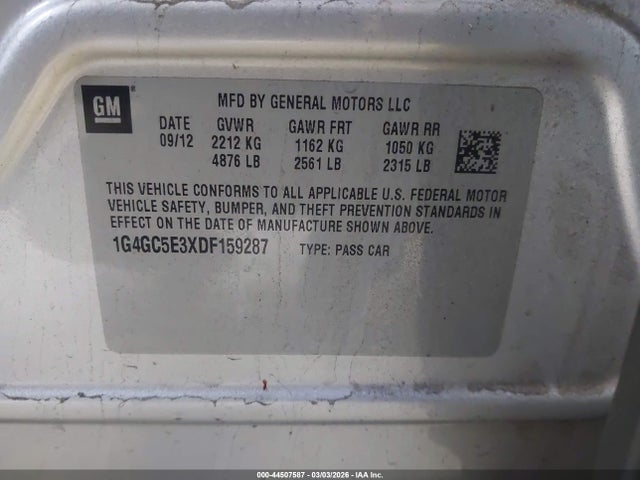 Продаж на аукціоні авто 2013 Buick Lacrosse Leather Group, vin: 1G4GC5E3XDF159287, номер лоту: 44507587