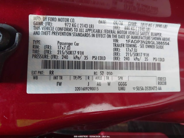 2016 FORD FOCUS 1FADP3N28GL388554 Photo 8