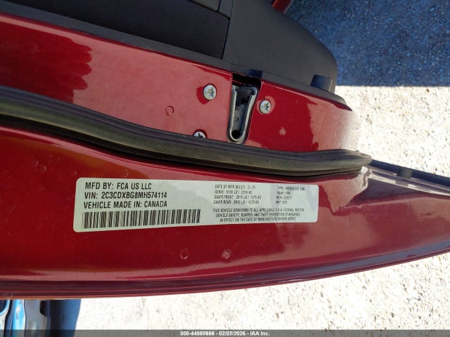 2C3CDXBG8MH574114 Dodge Charger Sxt Rwd
