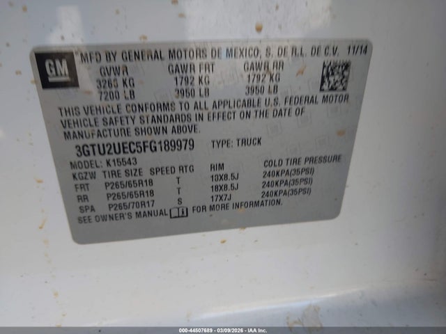 GMC Sierra 1500 Sle 2015 3GTU2UEC5FG189979 Image 9