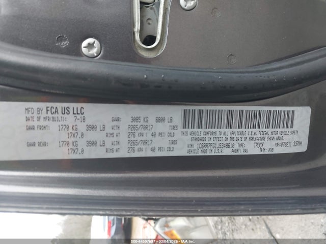 44507697 :رقم المزاد ، 1C6RR7FG1JS348610 vin ، 2018 Ram 1500 Express  4x4 6'4 Box مزاد بيع