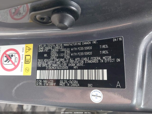 Aukcja sprzedaży 2016 Lexus Rx 350 F Sport, vin: 2T2BZMCA1GC030906, numer aukcji: 44507751