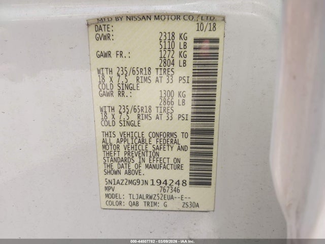 2018 NISSAN MURANO 5N1AZ2MG9JN194248 Photo 8