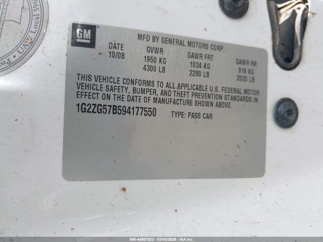 Aukcja sprzedaży 2009 Pontiac G6, vin: 1G2ZG57B594177550, numer aukcji: 44507823