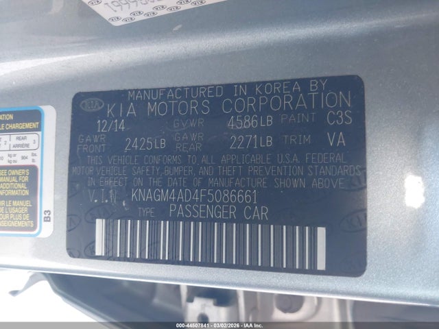 KIA OPTIMA HYBRID 2015 KNAGM4AD4F5086661 Image 9