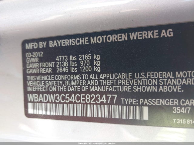 Aukcja sprzedaży 2012 Bmw 328i, vin: WBADW3C54CE823477, numer aukcji: 44507853