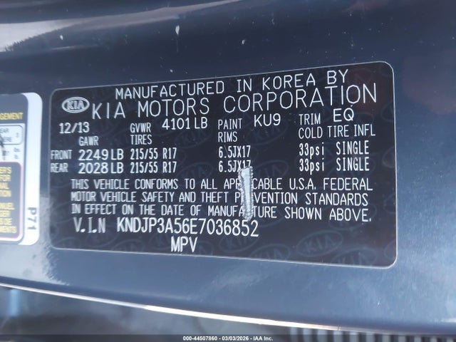 KIA SOUL + 2014 KNDJP3A56E7036852 Image 9