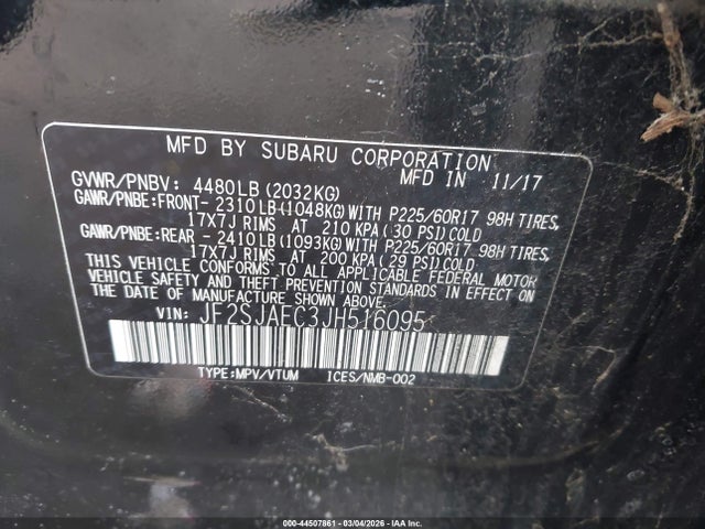 Aukcja sprzedaży 2018 Subaru Forester 2.5i Premium, vin: JF2SJAEC3JH516095, numer aukcji: 44507861