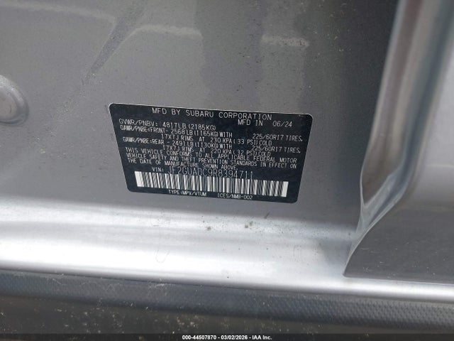 44507870 :رقم المزاد ، JF2GUADC9R8394711 vin ، 2024 Subaru Crosstrek Premium مزاد بيع