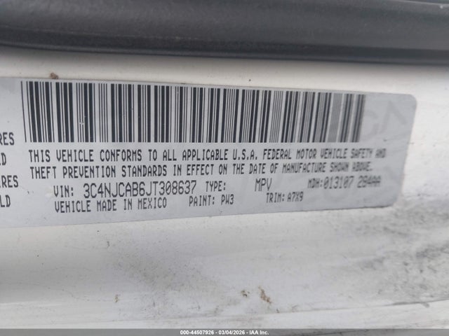 3C4NJCAB6JT308637 Jeep Compass Sport Fwd