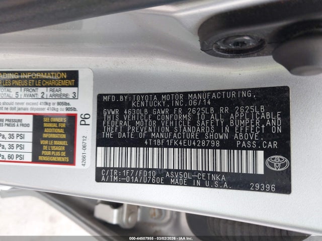 Toyota CAMRY LE 2014 4T1BF1FK4EU428798 Image 9
