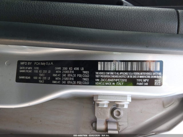 Aukcja sprzedaży 2017 Jeep Renegade Sport 4x4, vin: ZACCJBAB7HPE72918, numer aukcji: 44507956