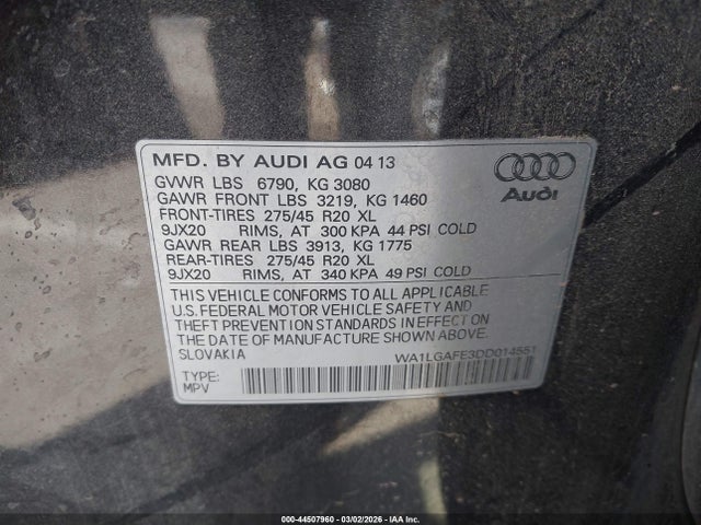 2013 AUDI Q7 WA1LGAFE3DD014551 Photo 8