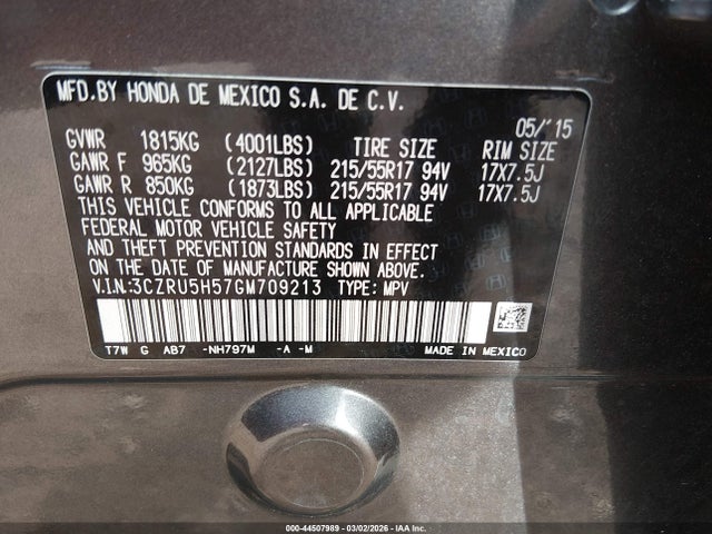 2016 HONDA HR-V 3CZRU5H57GM709213 Photo 8