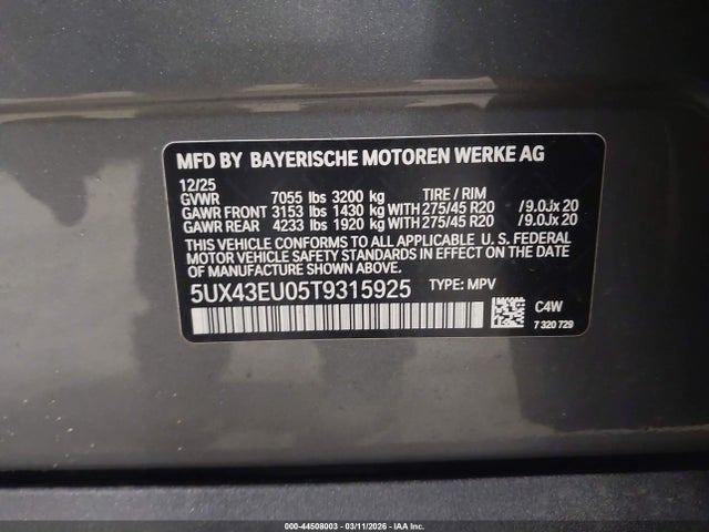 5UX43EU05T9315925 BMW X5 Phev Xdrive50e
