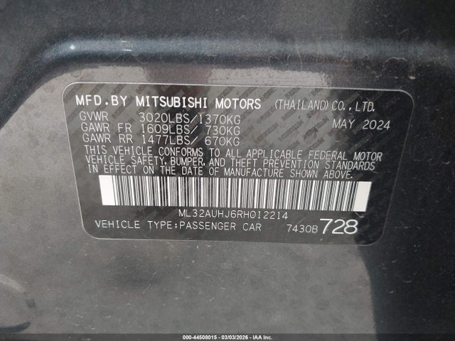 2024 MITSUBISHI MIRAGE ML32AUHJ6RH012214 Photo 8