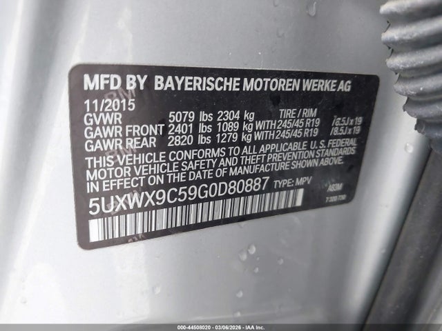 2016 Bmw X3 Xdrive28i მანქანა იყიდება აუქციონზე, vin: 5UXWX9C59G0D80887, აუქციონის ნომერი: 44508020