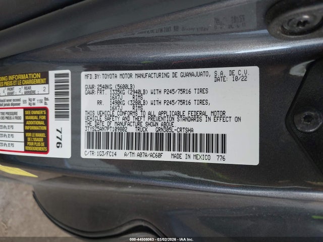 Aukcja sprzedaży 2023 Toyota Tacoma Sr5 V6, vin: 3TYSZ5AN7PT109802, numer aukcji: 44508063