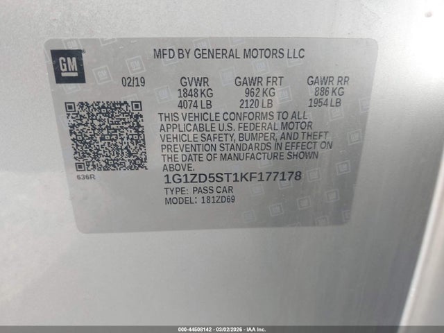 2019 CHEVROLET MALIBU 1G1ZD5ST1KF177178 Photo 8