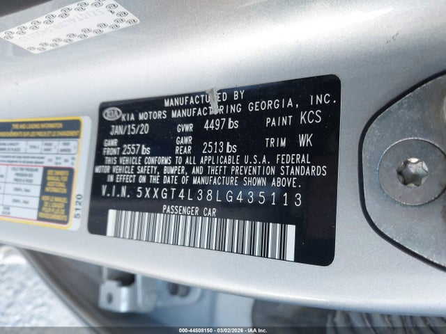 5XXGT4L38LG435113 KIA Optima Lx