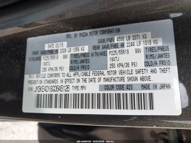 44508160 :رقم المزاد ، JM3KE4DY8G0645126 vin ، 2016 Mazda Cx-5 Grand Touring مزاد بيع