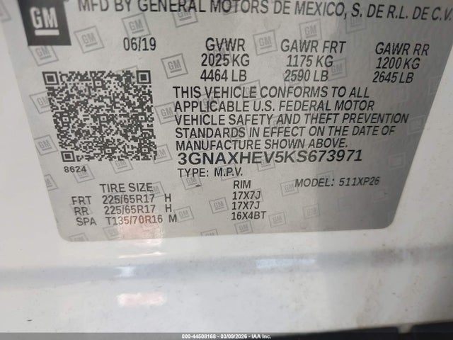 3GNAXHEV5KS673971 Chevrolet EQUINOX LS