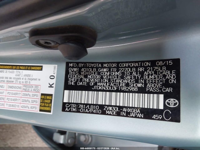 Toyota Prius Five 2015 JTDKN3DU3F1982988 Image 9