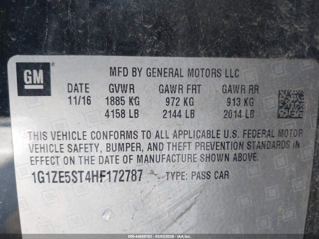 Chevrolet MALIBU 1LT 2017 1G1ZE5ST4HF172787 Image 9