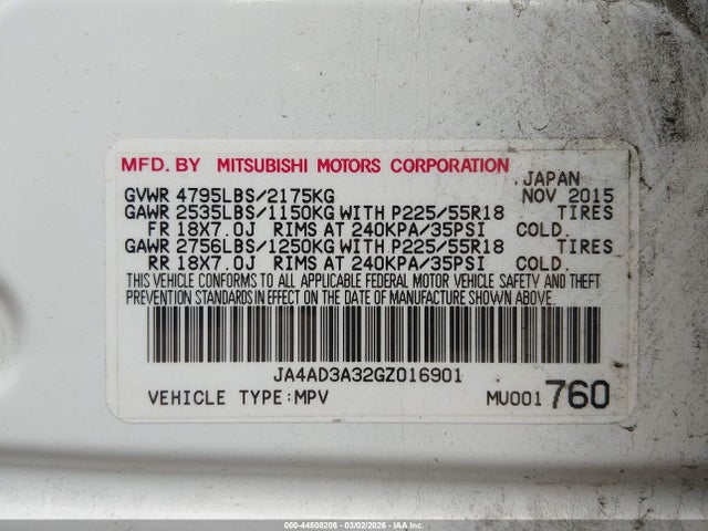 2016 MITSUBISHI OUTLANDER JA4AD3A32GZ016901 Photo 8