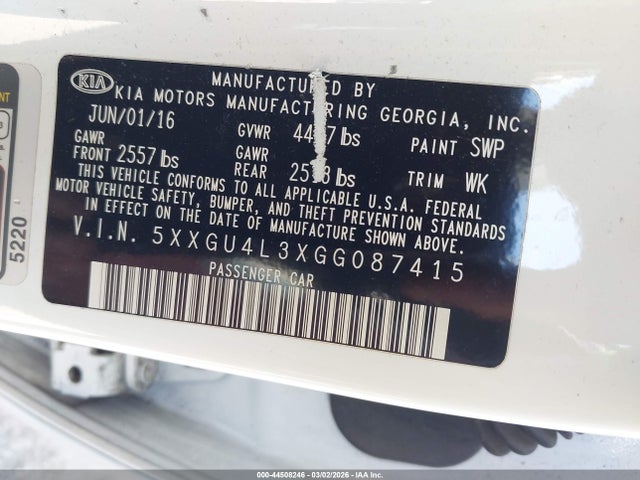 5XXGU4L3XGG087415 KIA OPTIMA EX