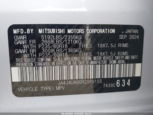 2024 MITSUBISHI OUTLANDER JA4J4UA80RZ089155 Photo 8
