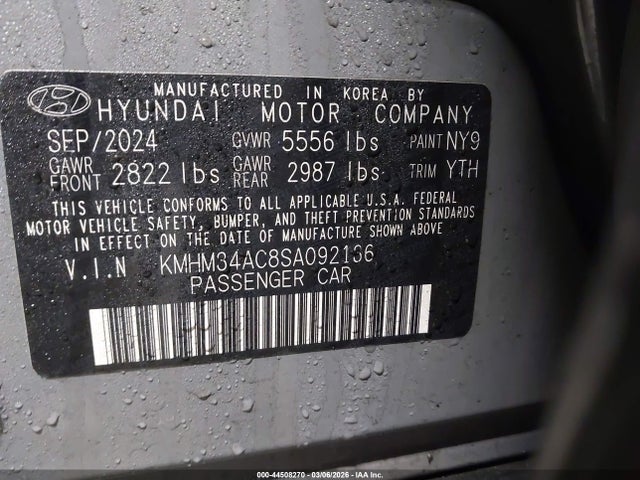 2025 Hyundai Ioniq 6 Sel მანქანა იყიდება აუქციონზე, vin: KMHM34AC8SA092136, აუქციონის ნომერი: 44508270