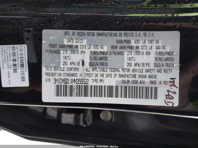 2021 Mazda Cx-30 Premium მანქანა იყიდება აუქციონზე, vin: 3MVDMBDL4MM256522, აუქციონის ნომერი: 44508305