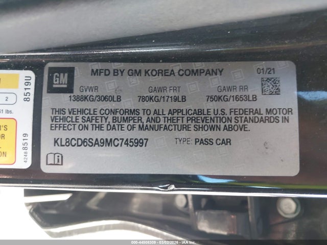 Chevrolet Spark Fwd 1lt Automatic 2021 KL8CD6SA9MC745997 Image 9