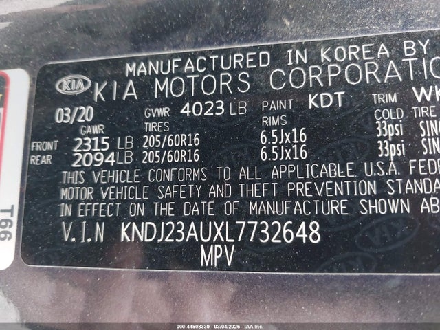 Продажа на аукционе авто 2020 Kia Soul S, vin: KNDJ23AUXL7732648, номер лота: 44508339