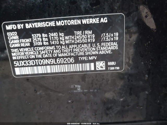 Продажа на аукционе авто 2022 Bmw X4 Xdrive30i, vin: 5UX33DT09N9L69206, номер лота: 44508348