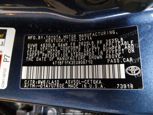 4T1BF1FK3EU806710 Toyota CAMRY XLE