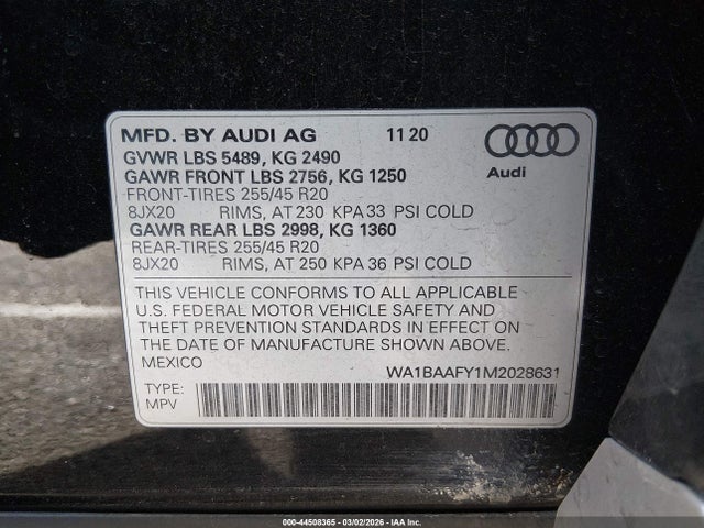 2021 AUDI Q5 WA1BAAFY1M2028631 Photo 8