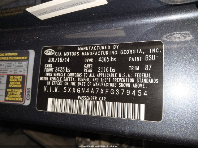 5XXGN4A7XFG379454 KIA OPTIMA EX