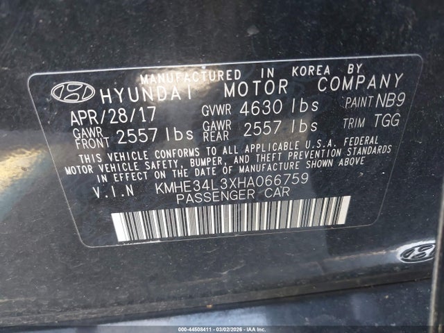 KMHE34L3XHA066759 Hyundai Sonata Hybrid Limited