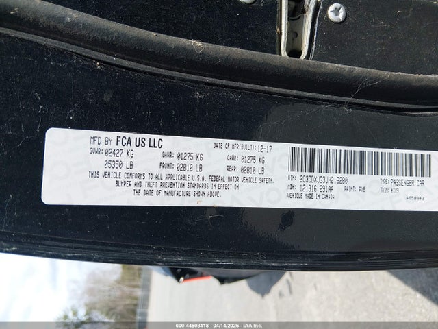 2018 Dodge Charger Gt Awd მანქანა იყიდება აუქციონზე, vin: 2C3CDXJG3JH218280, აუქციონის ნომერი: 44508418