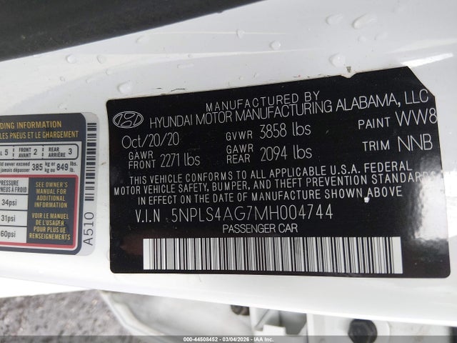 2021 HYUNDAI ELANTRA 5NPLS4AG7MH004744 Photo 8