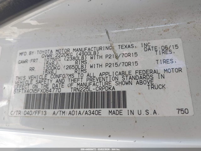 Toyota Tacoma 2015 5TFTX4CN5FX064770 Image 9