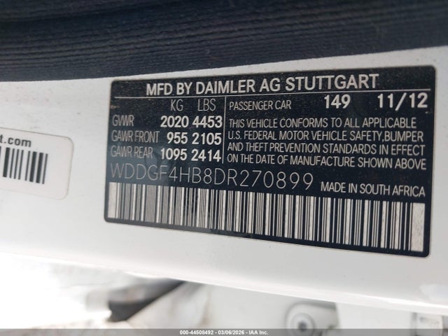 44508492 :رقم المزاد ، WDDGF4HB8DR270899 vin ، 2013 Mercedes-benz C 250 Sport مزاد بيع